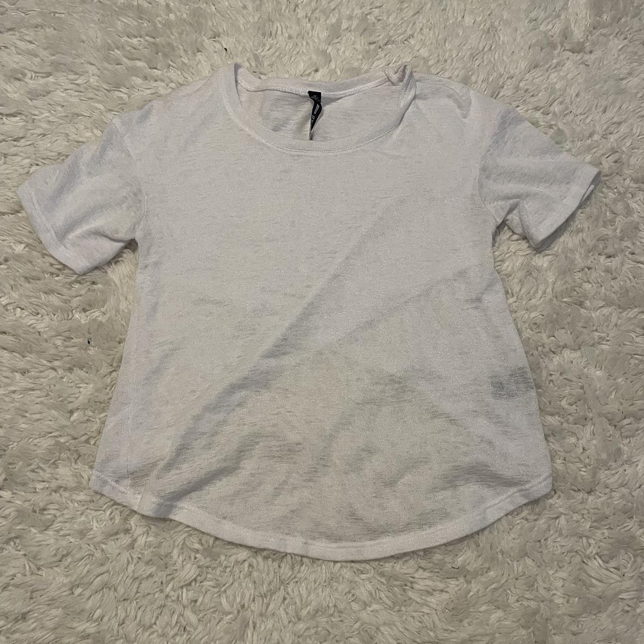 Design lab white semi see thru t shirt with a criss... - Depop