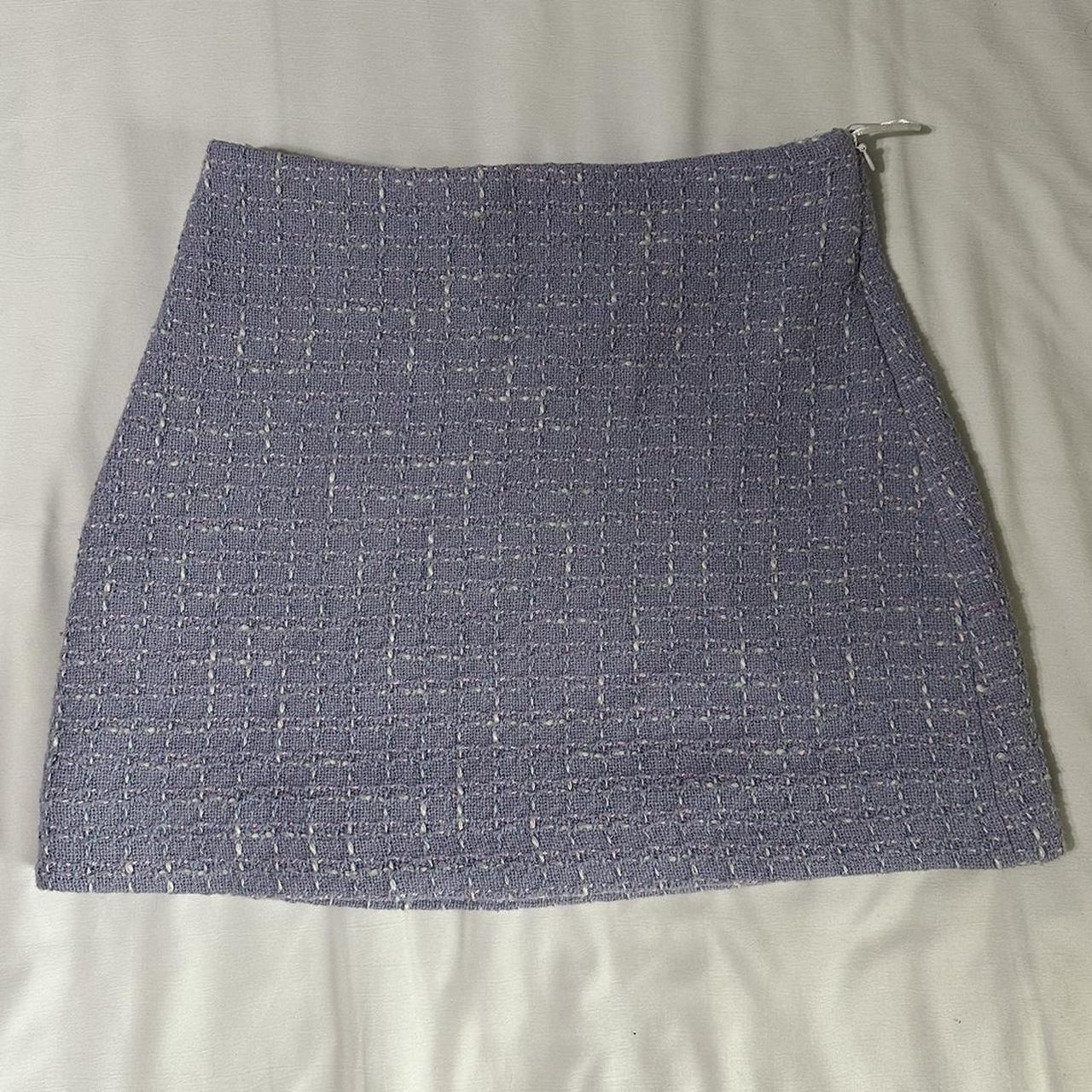 Zara purple tweed skirt size XS NWT zipper on. Depop