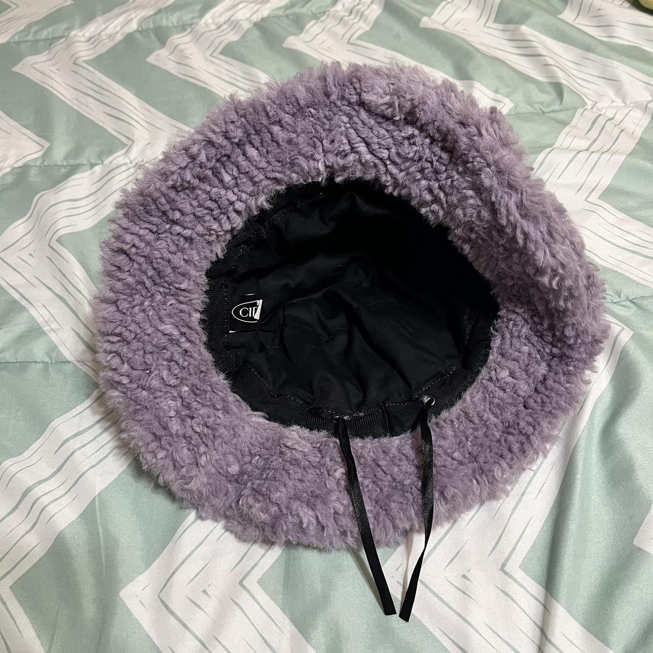 Fuzzy Purple Bucket Hat Depop