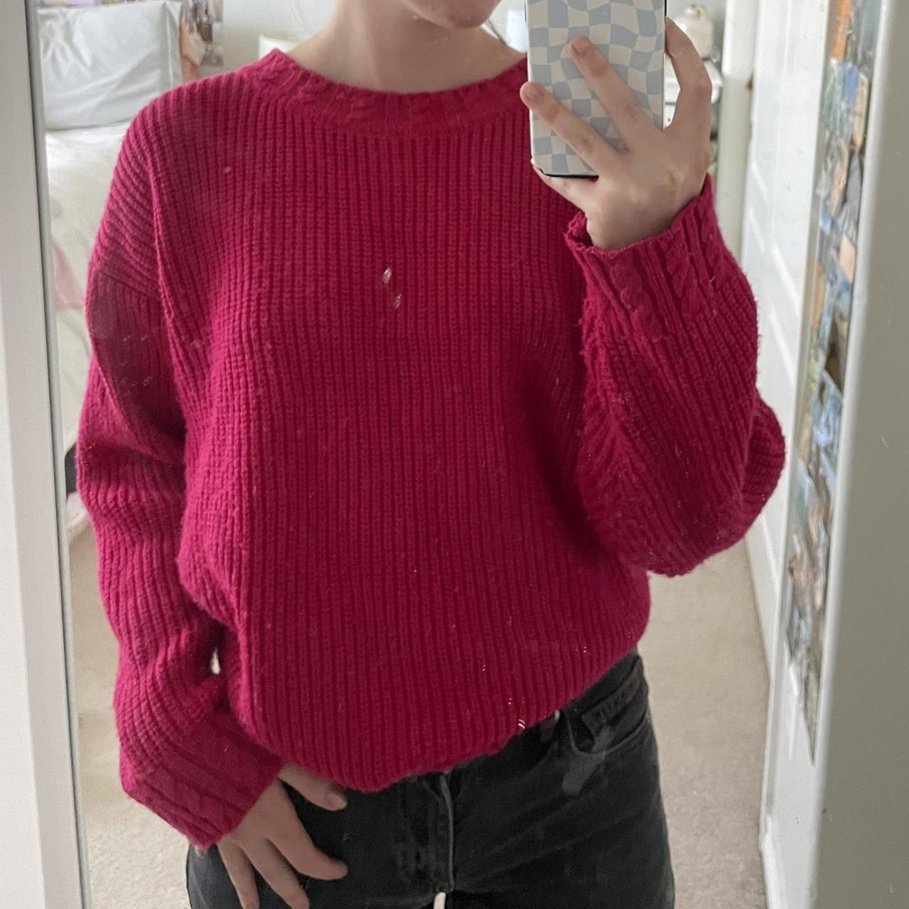 hot pink chunky sweater!! super cozy and looks cute... - Depop