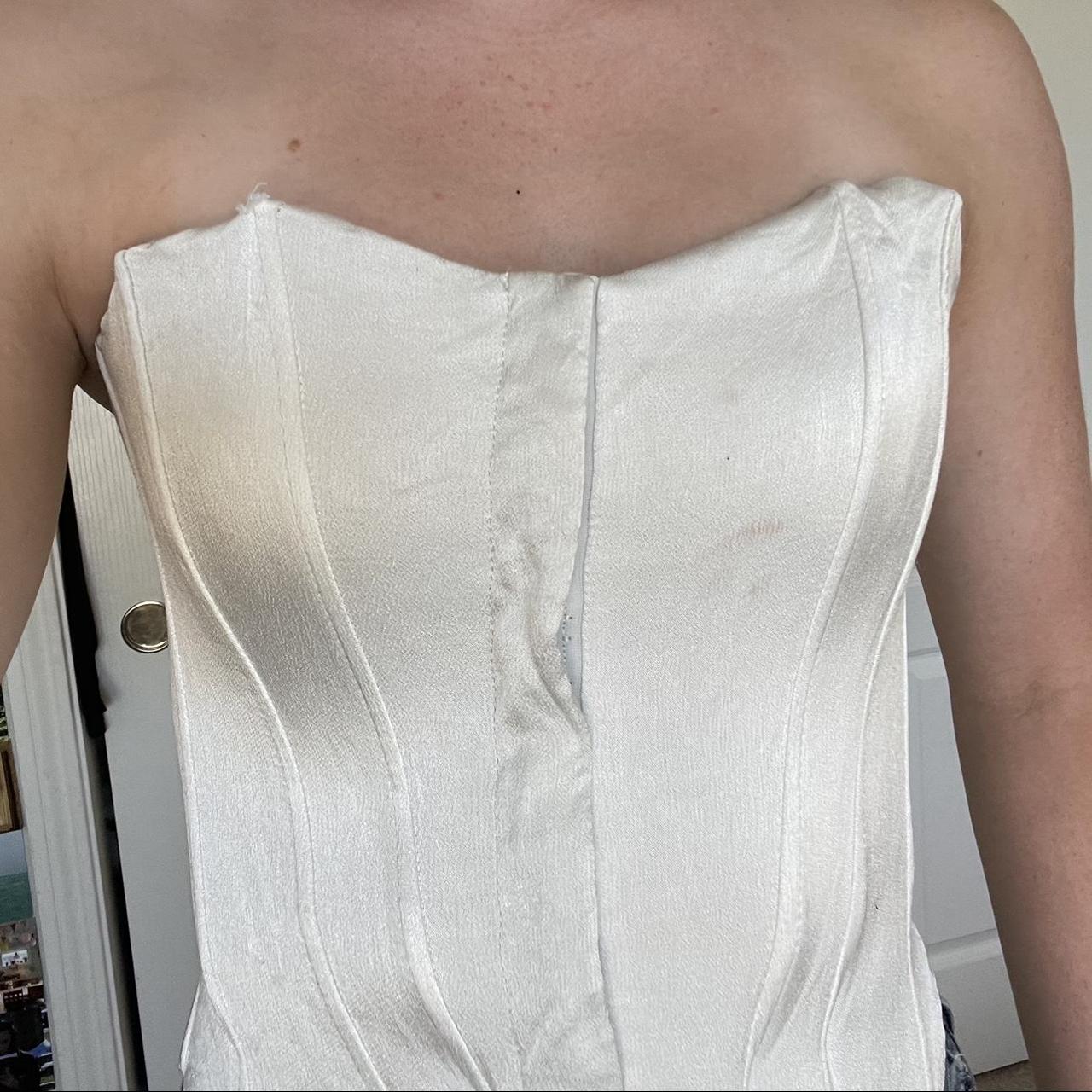 white silky corset top from zara!!! I bought this... Depop