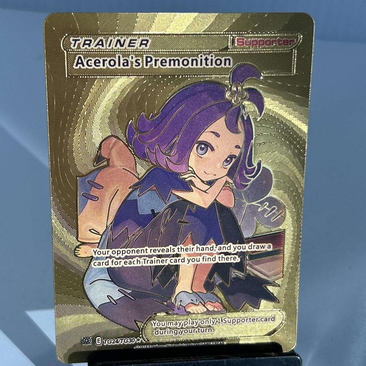 Pokemon Trainer Acerola Metal Gold Foil Pokemon Card - Depop