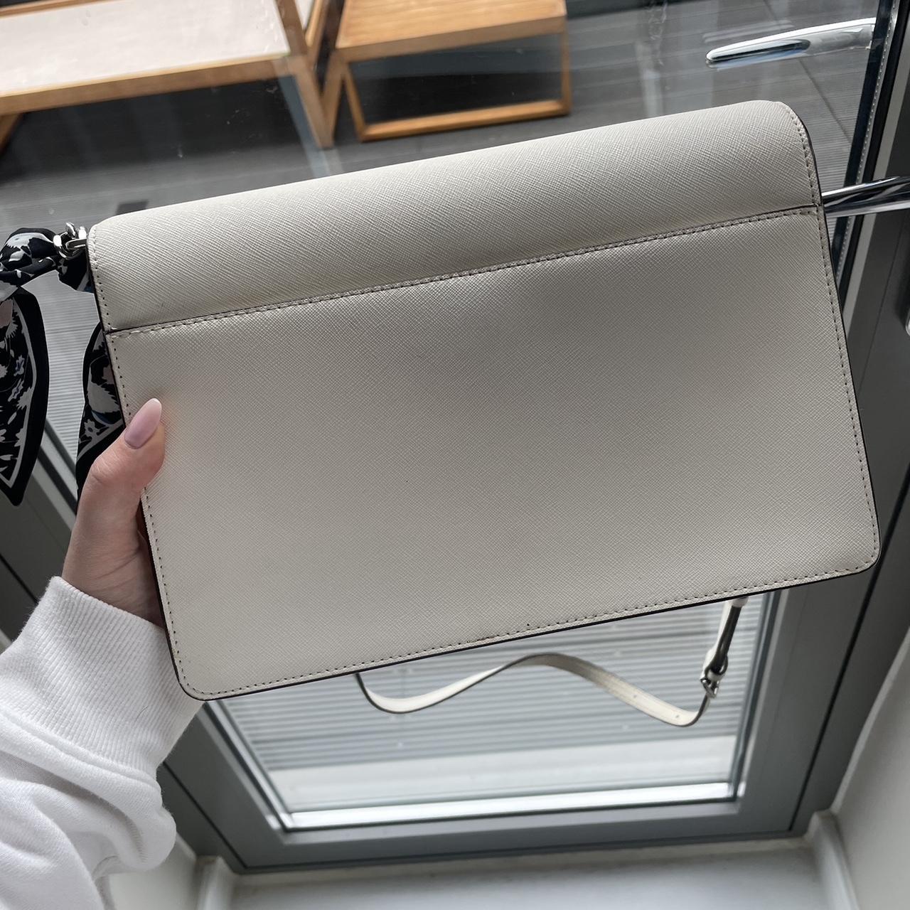 White DKNY Saffiano leather crossbody bag with... - Depop