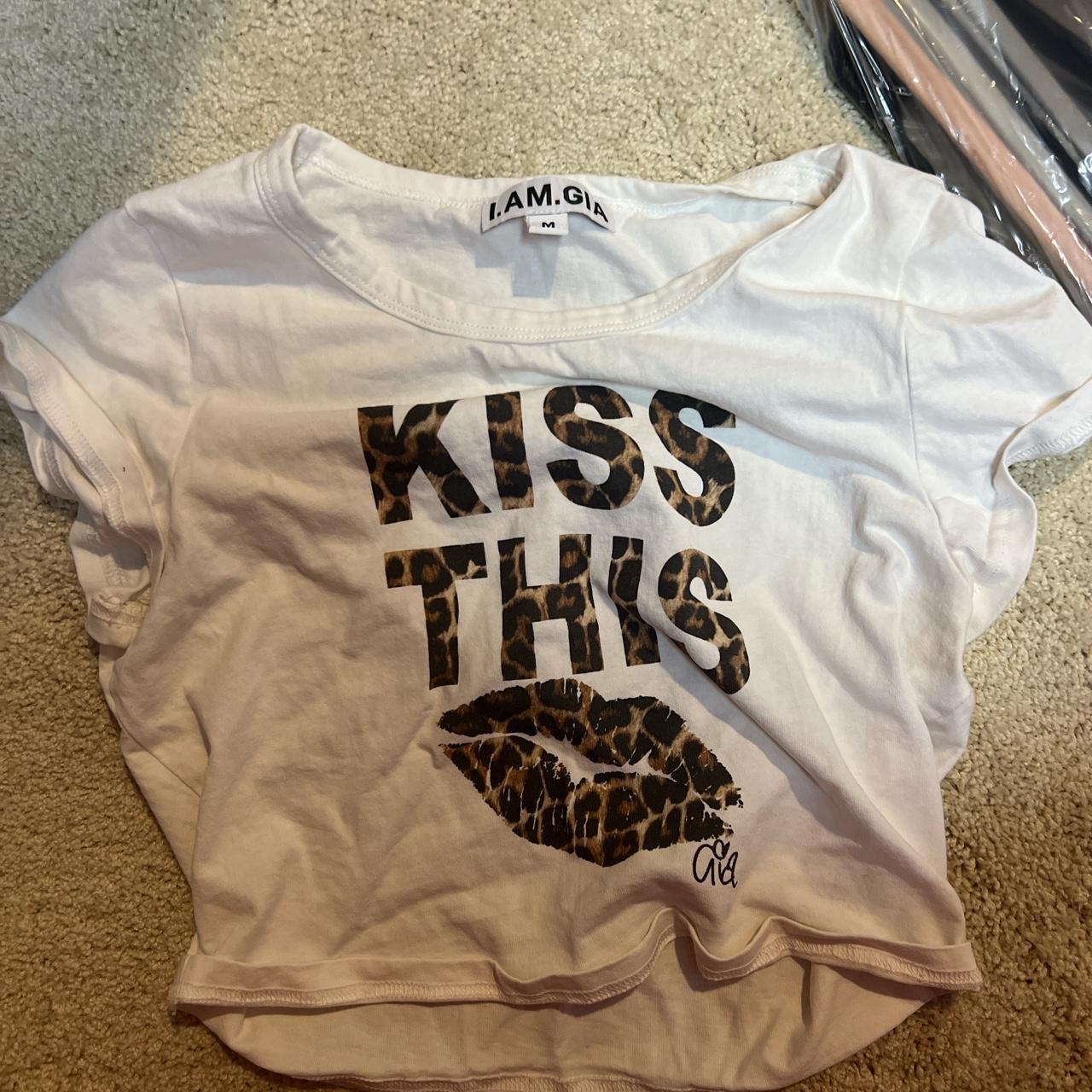 IAMGIA cheetah print Kiss this cropped t shirt size m - Depop