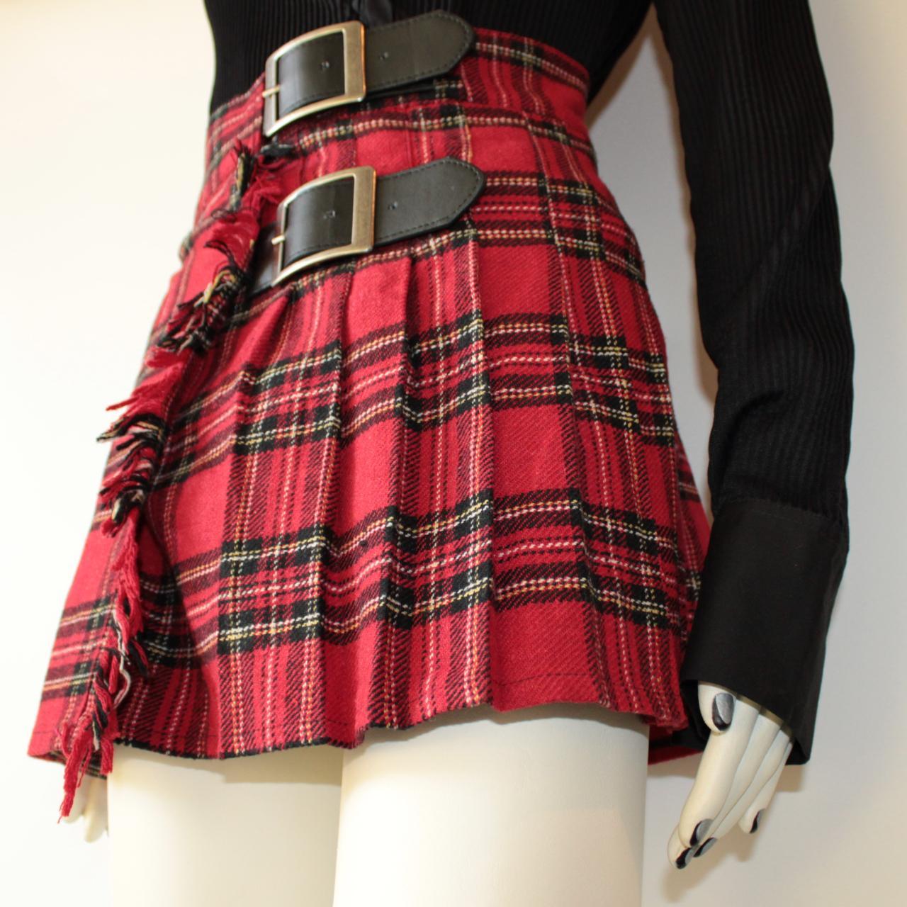 Plaid Tartan Pleated Mini Skirt Black Red Gothic