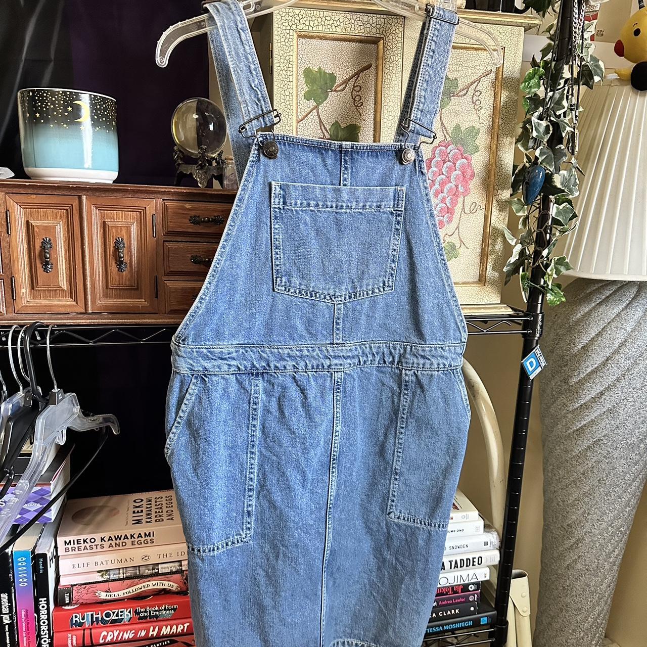 Fat Face Denim Overall Dress Blue denim knee length... - Depop