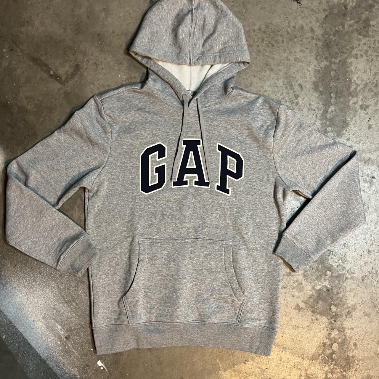 Gap Men's Grey and Navy Hoodie | Depop