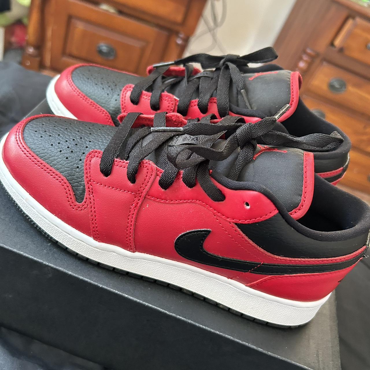 Red and black Nike air Jordan’s Only worn once,... - Depop