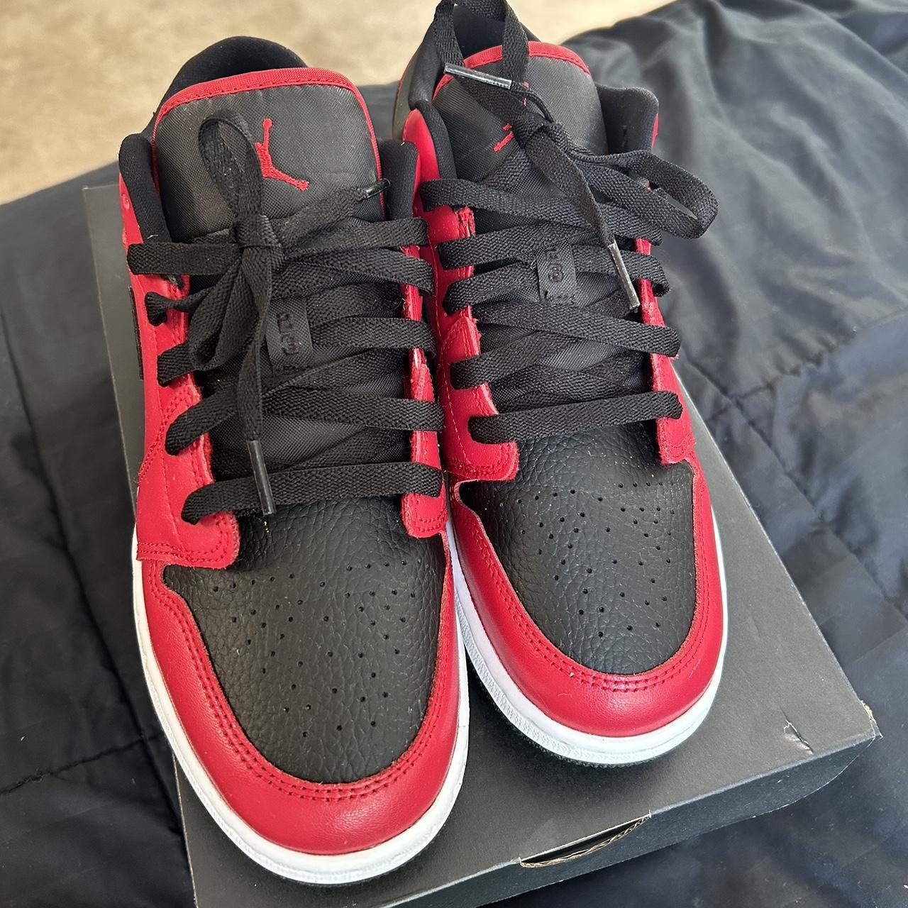 Red and black Nike air Jordan’s Only worn once,... - Depop