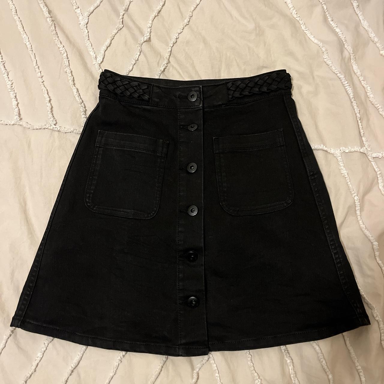 Witchery Black Denim skirt Plat waist detail and... - Depop