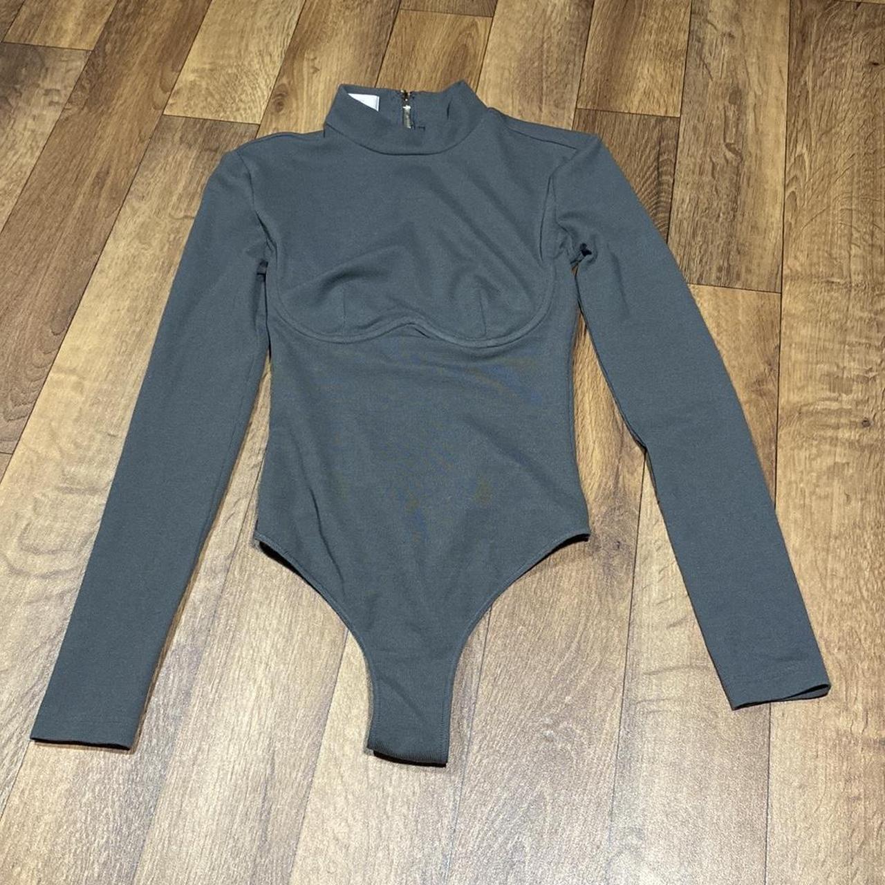 House of CB Long Sleeve Bodysuit. Grey. Size medium.... - Depop