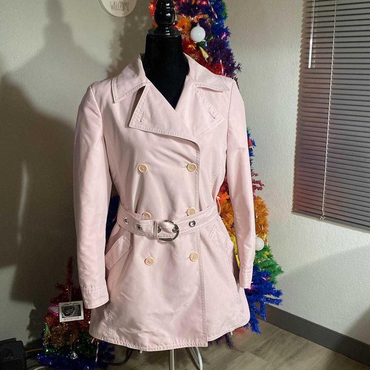 Coach pink trench on sale coat