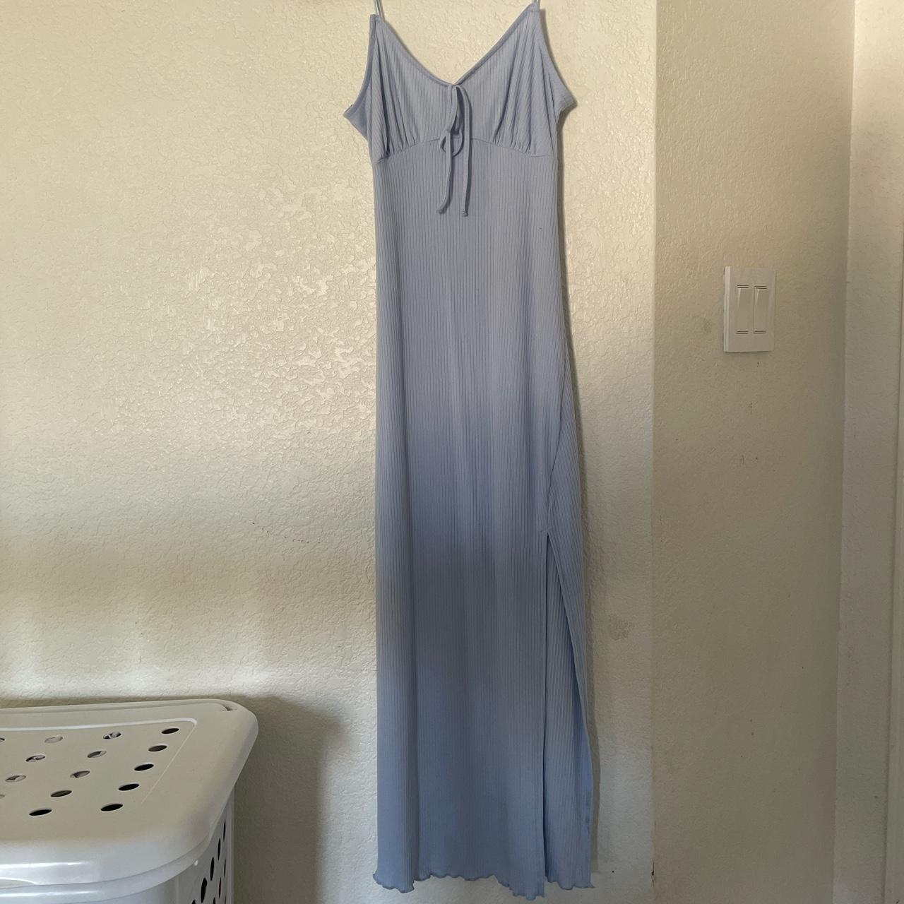 Beautiful baby blue maxi dress w slit 💙 #dress #maxi... - Depop