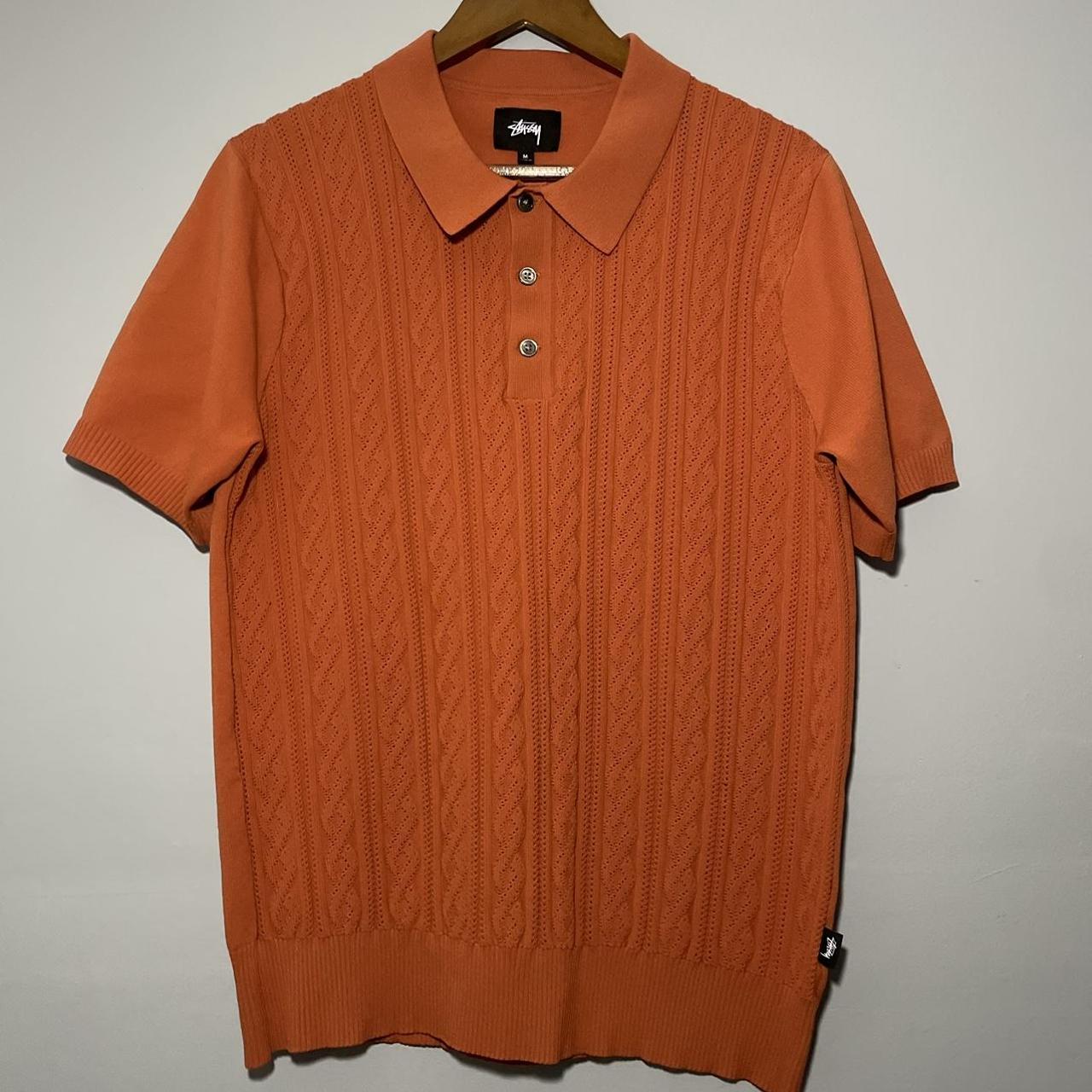 Stussy knit polo Orange Rust Color Very unique nice... - Depop