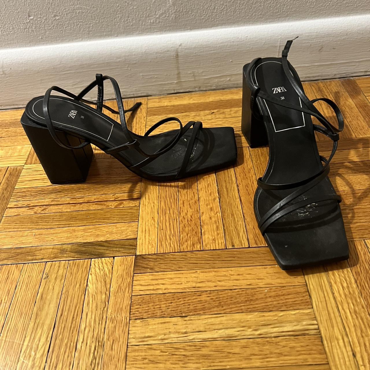 Zara strappy block heel size 38 Depop