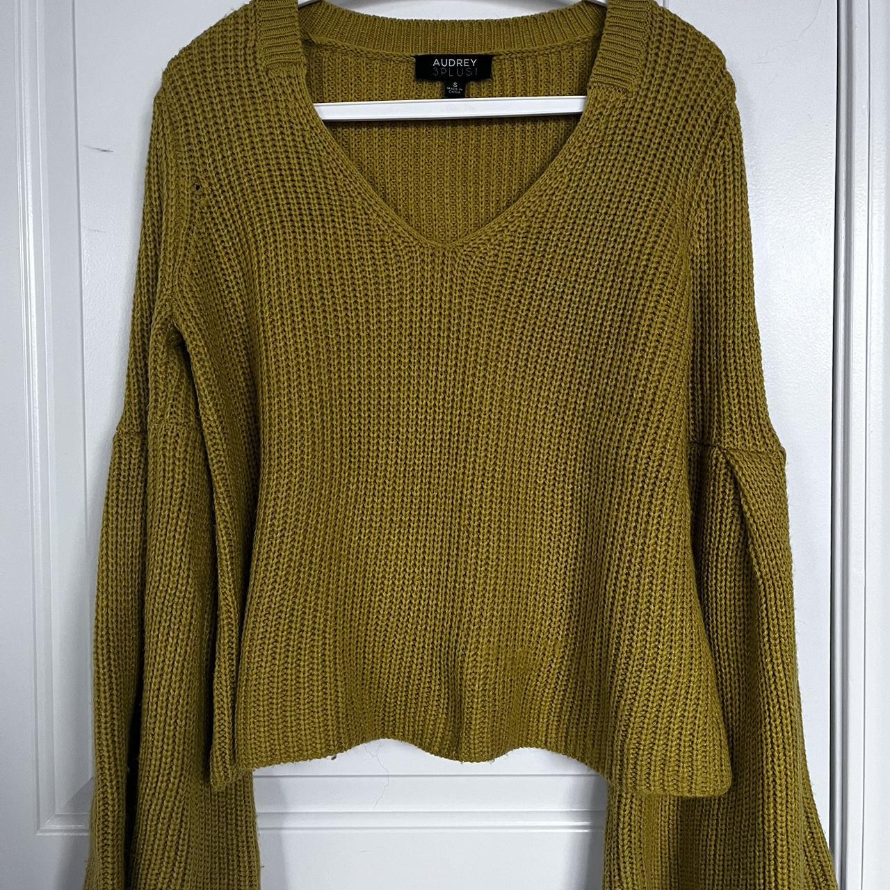 Super cute mustard yellow vneck sweater with bell... Depop