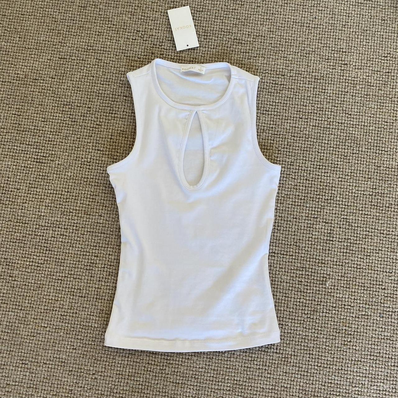 Kookai white open chest tank Size 0 Brand new with... - Depop