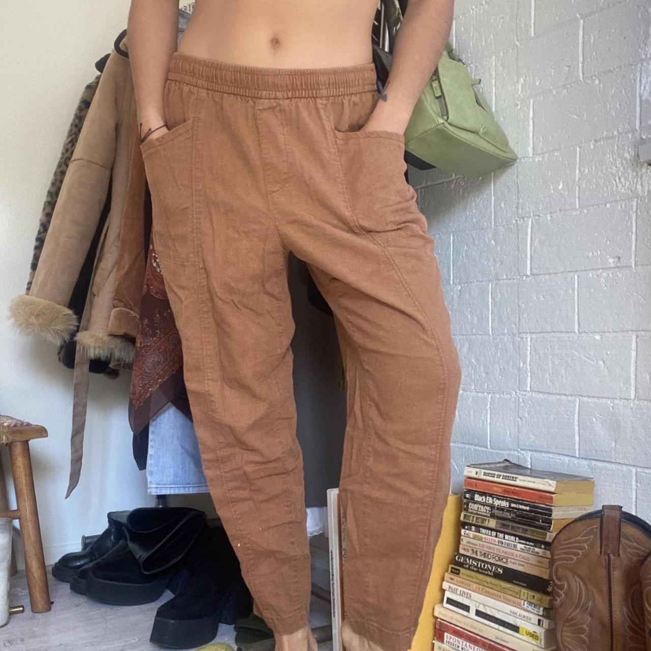 burnt orange-y brown loose harem elastic waist harem... - Depop