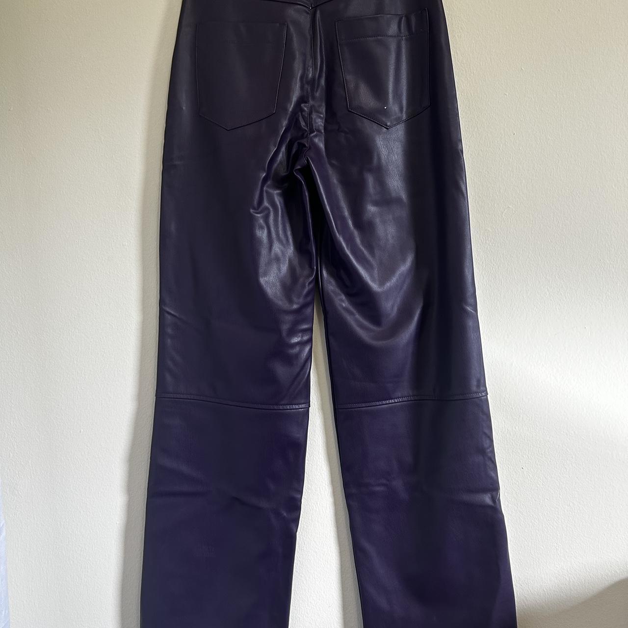 Zara dark purple leather pants. They are very high... - Depop