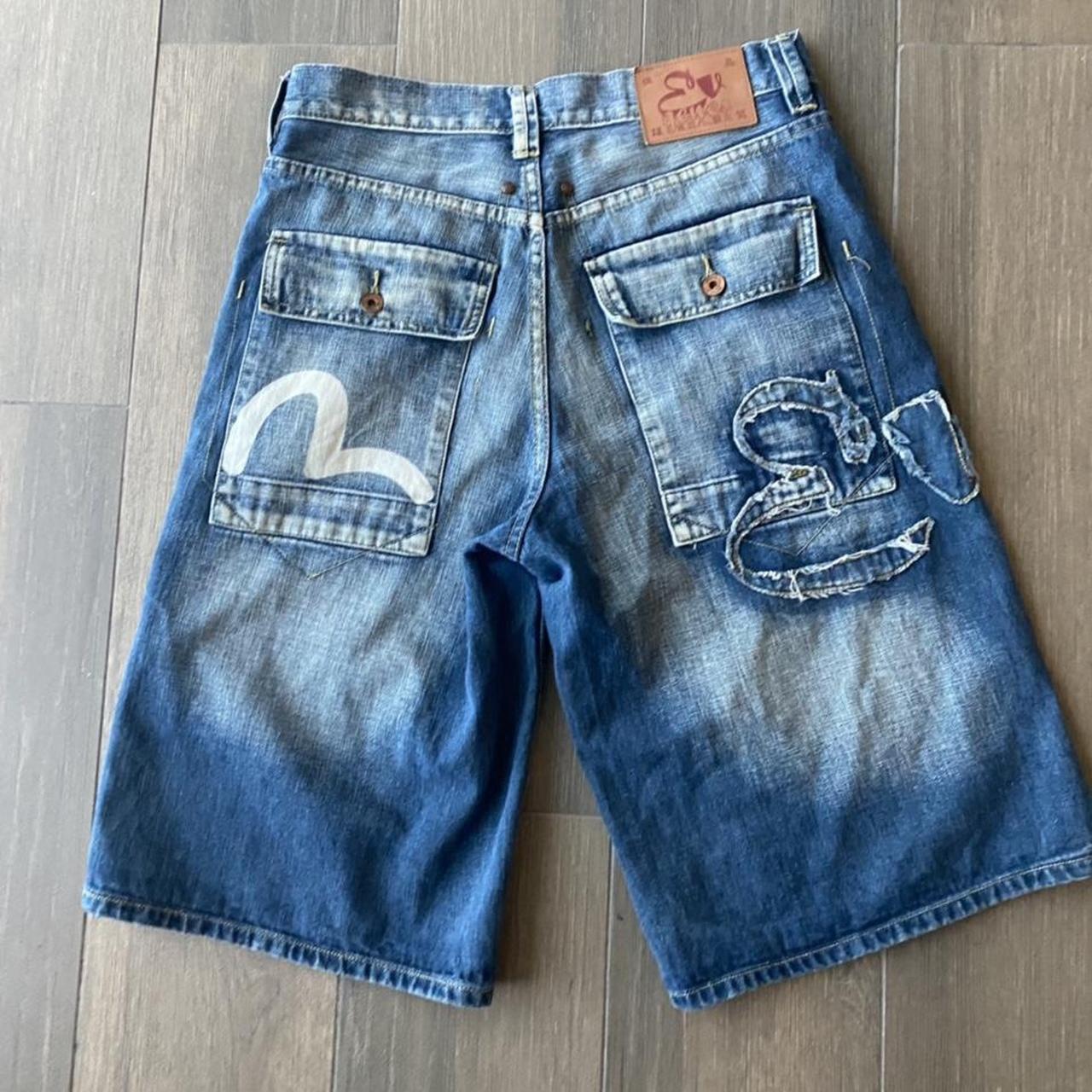 Evisu Men's Blue Shorts | Depop