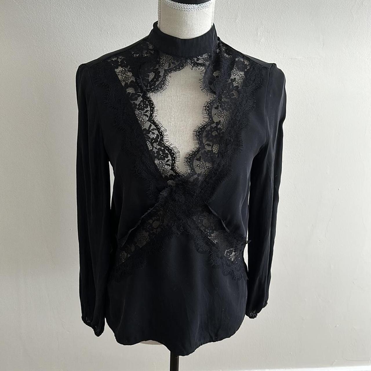 Cami NYC The Skylar Black Lace Long Sleeve Top Depop