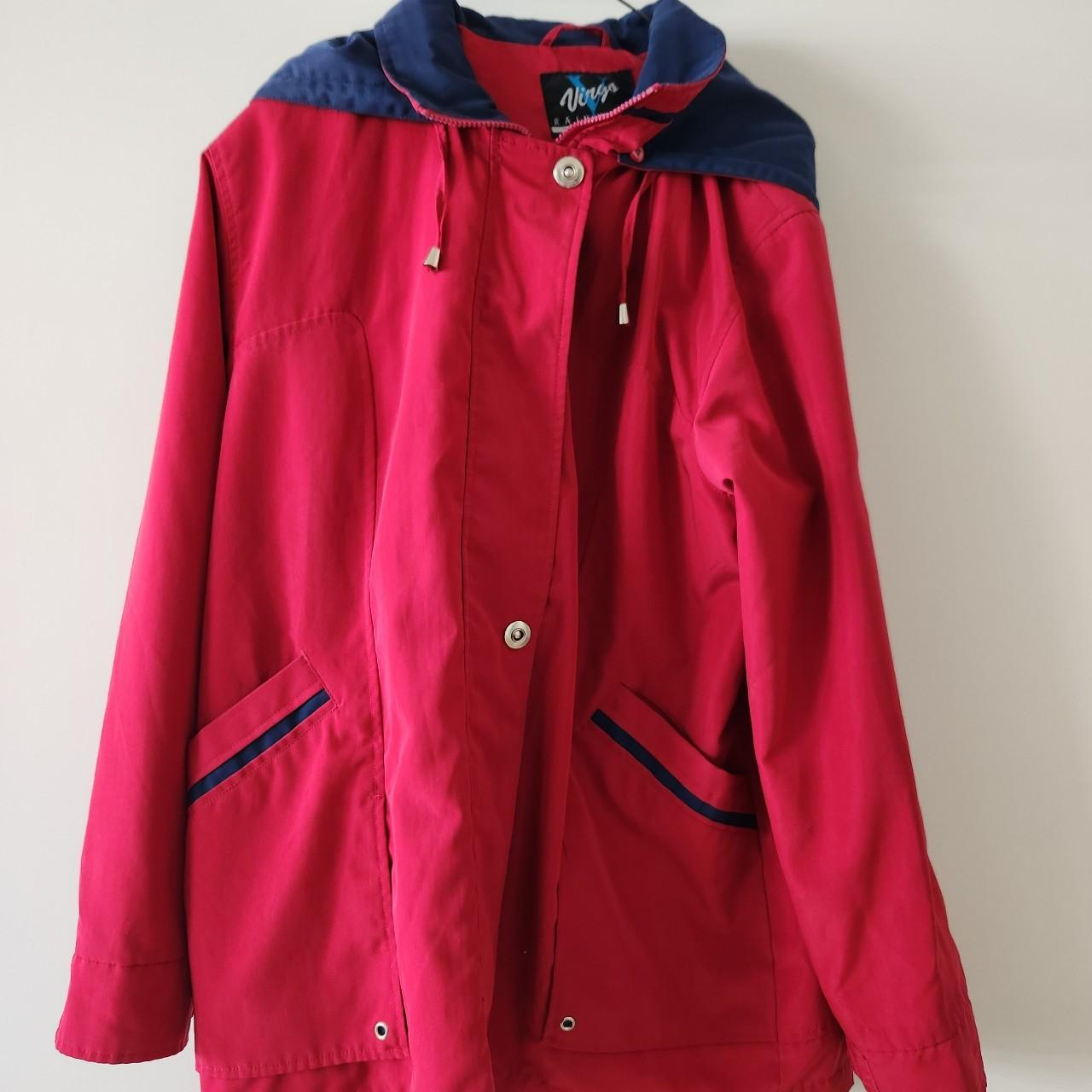 Vintage Virgo Rainwear magenta jacket, size 14