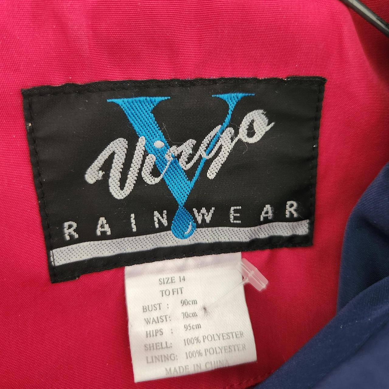 Vintage Virgo Rainwear magenta jacket, size 14