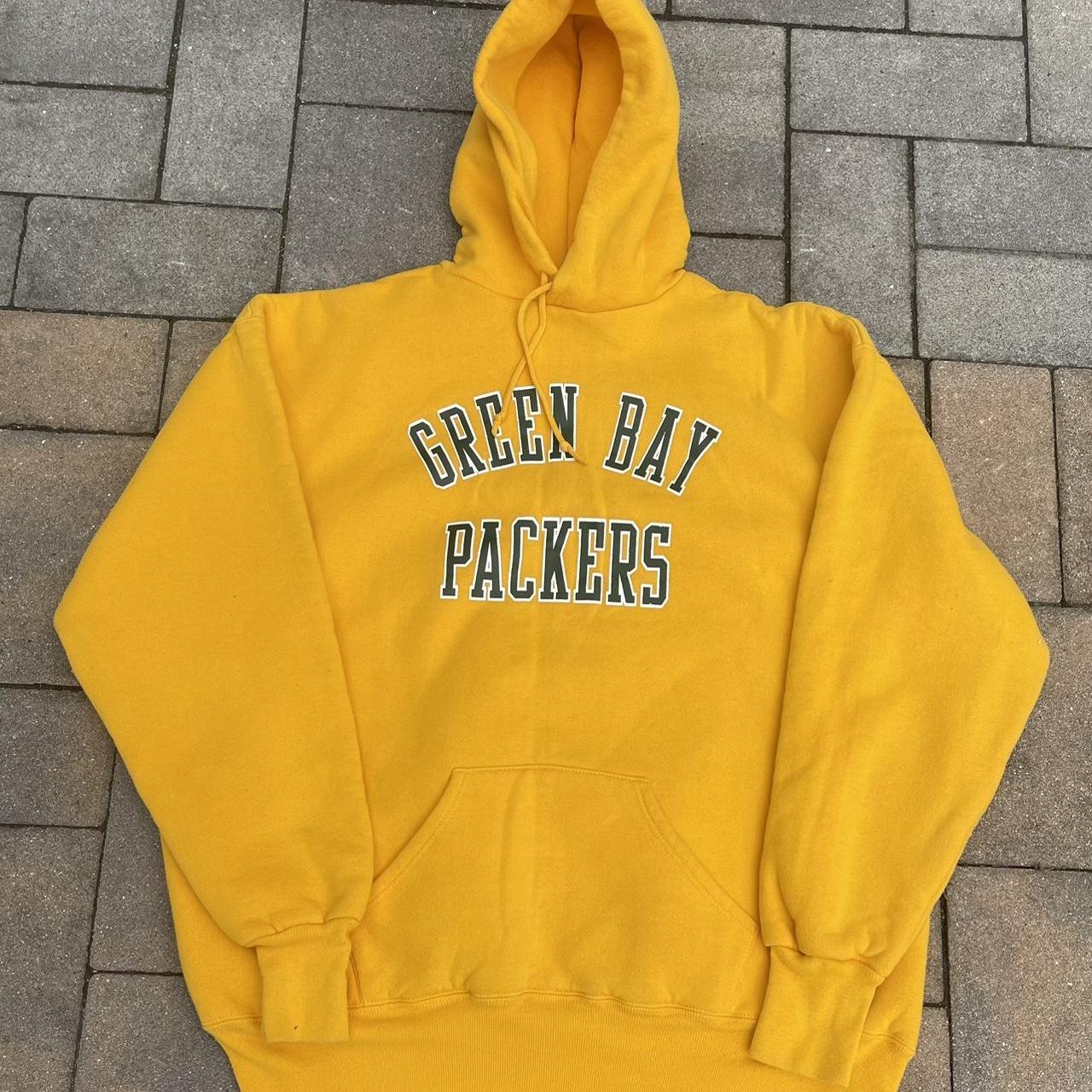 Vintage 90s Green Bay Packers USA Green Yellow Hoodie Size Small