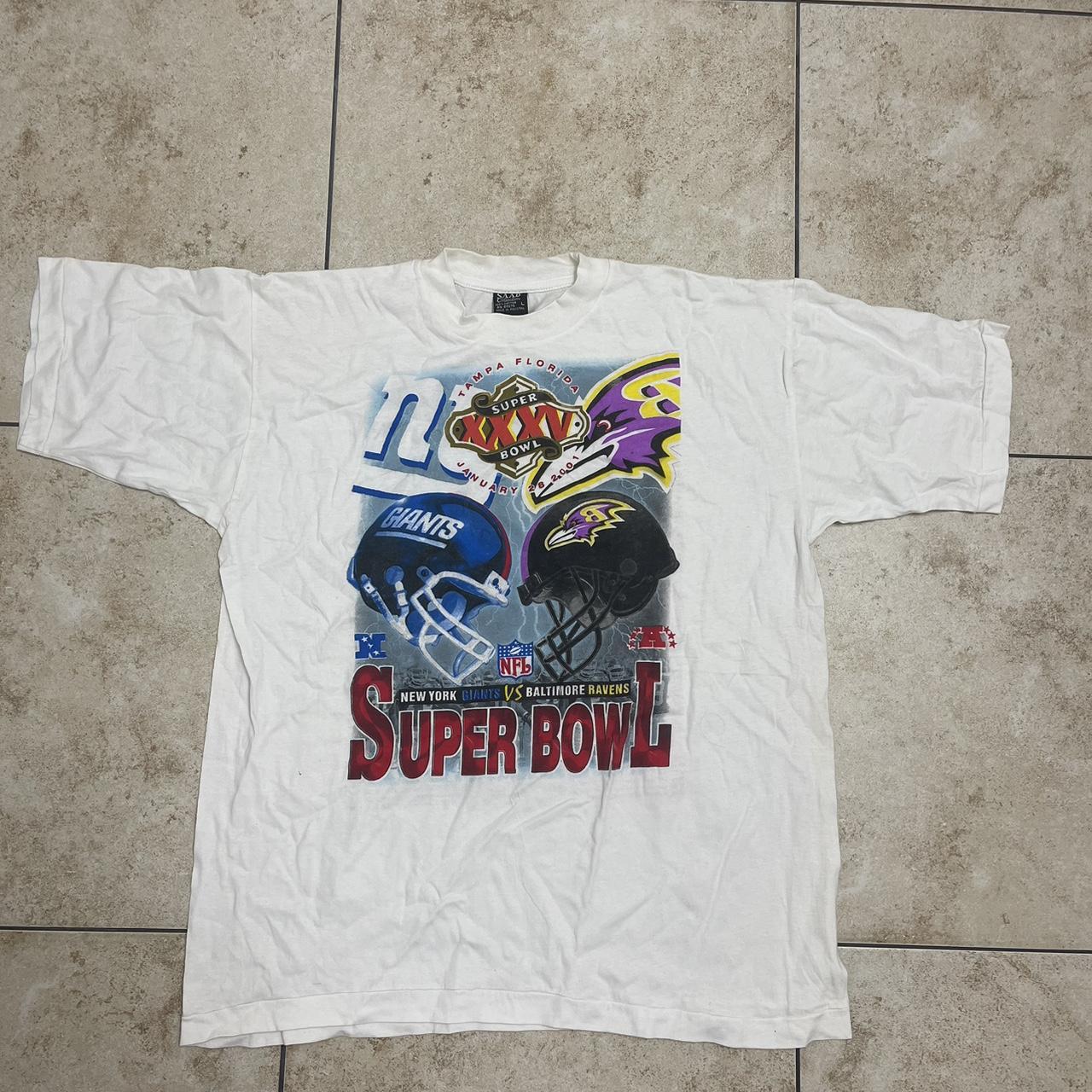 Vintage Super bowl Shirt Large White 2001 NFL Baltimore Ravens New York  Giants