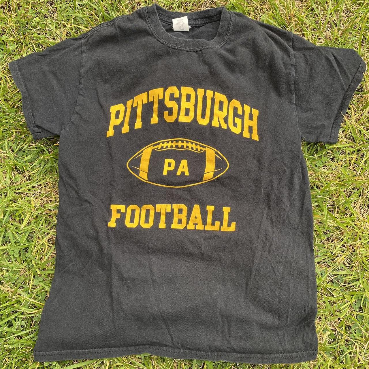 pittsburgh football t shirt size s vintage worn in... - Depop