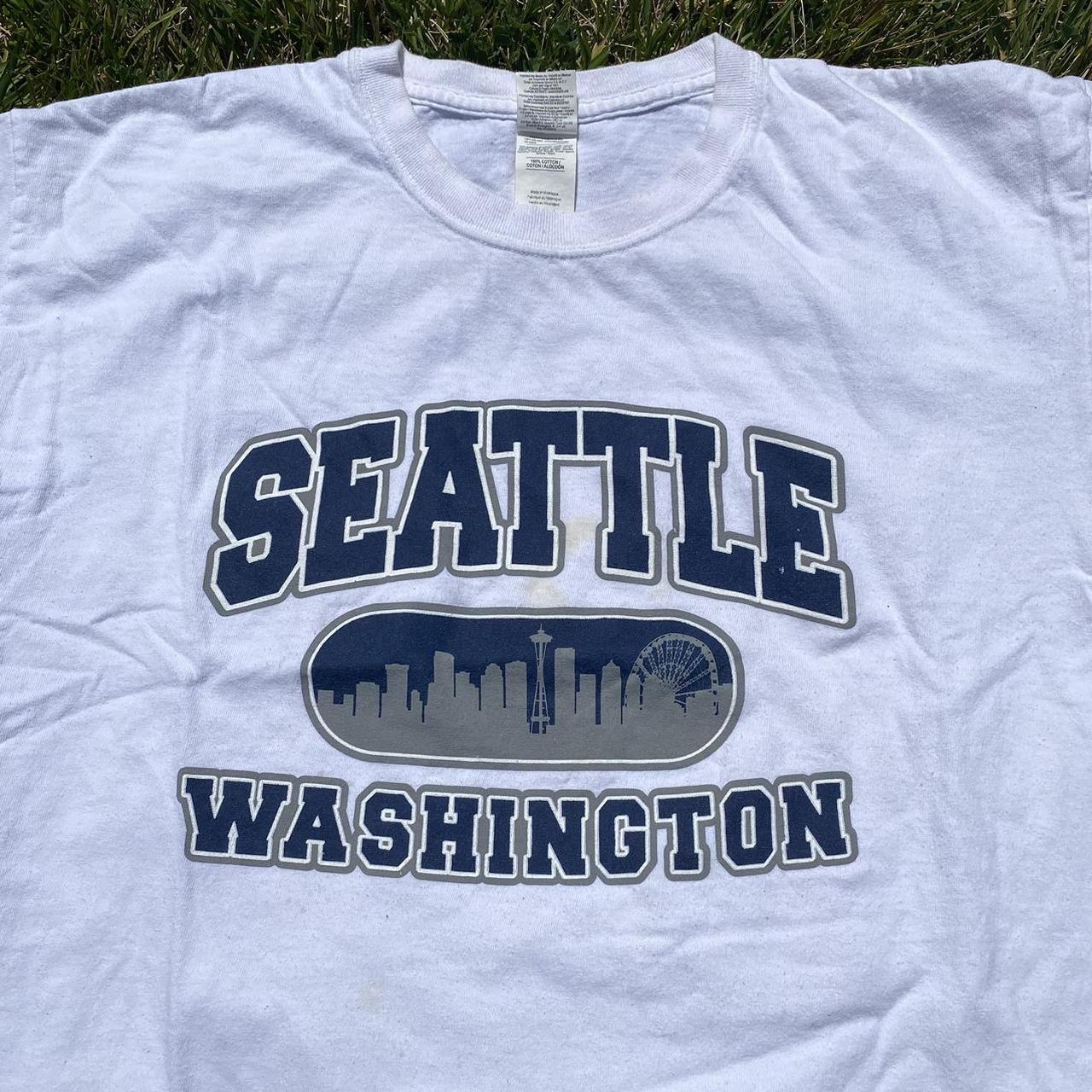 Vintage Seattle Seahawks Tee Blue and white Y2K - Depop