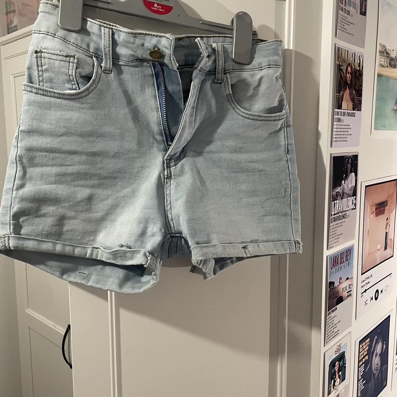 Blue denim shorts, hardly worn, tight and flattering... - Depop