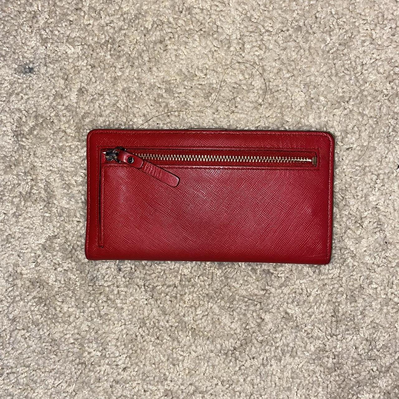 Red Kate Spade long travel wallet Gold zip around - Depop