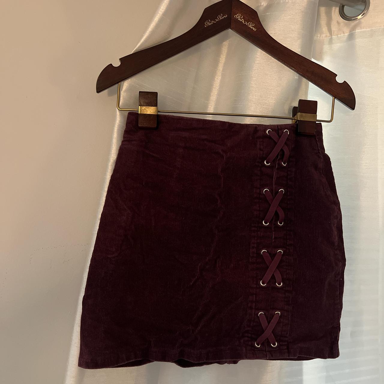 Corduroy skirt with silver holes four soft purple