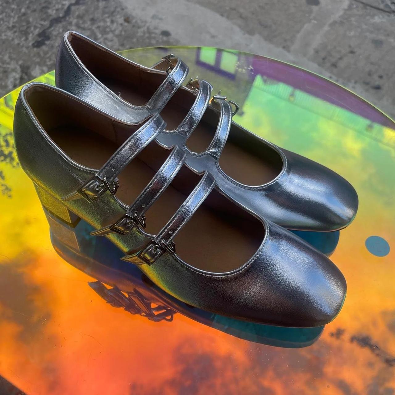 silver mary jane heels