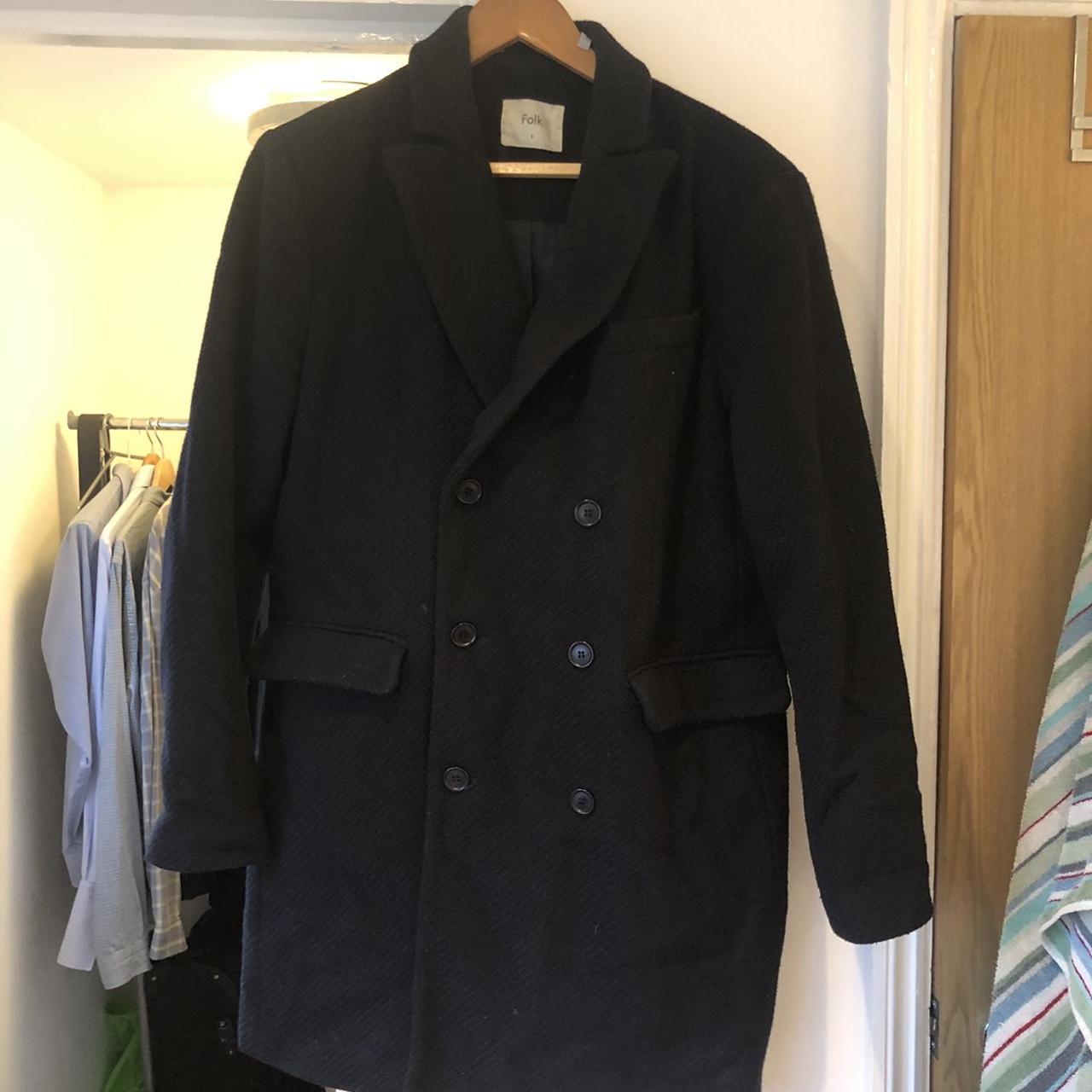 Mens Folk double breasted navy wool coat. Smart but... - Depop