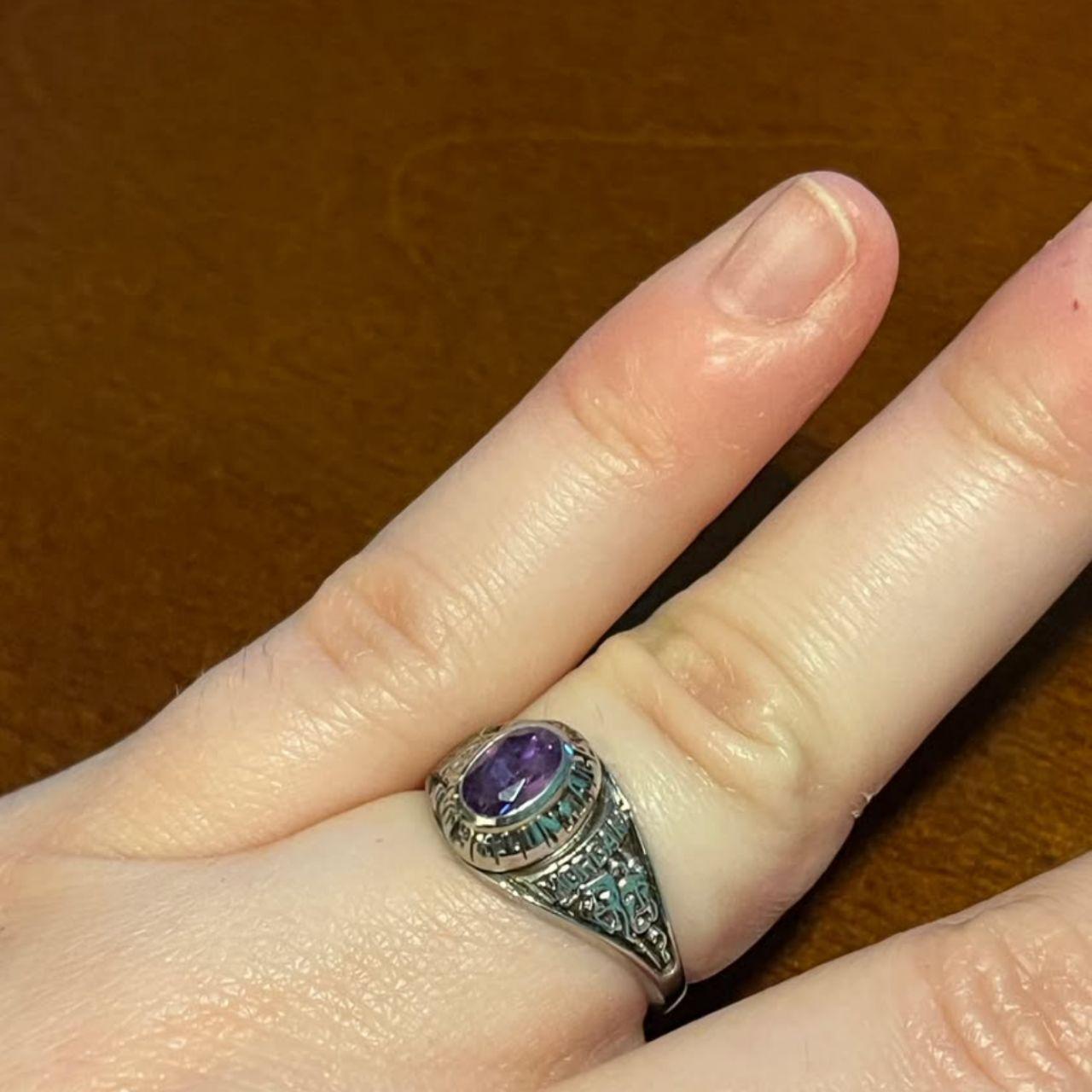 Women's Ring - Silver/Purple – Ring with amethyst… - image 1