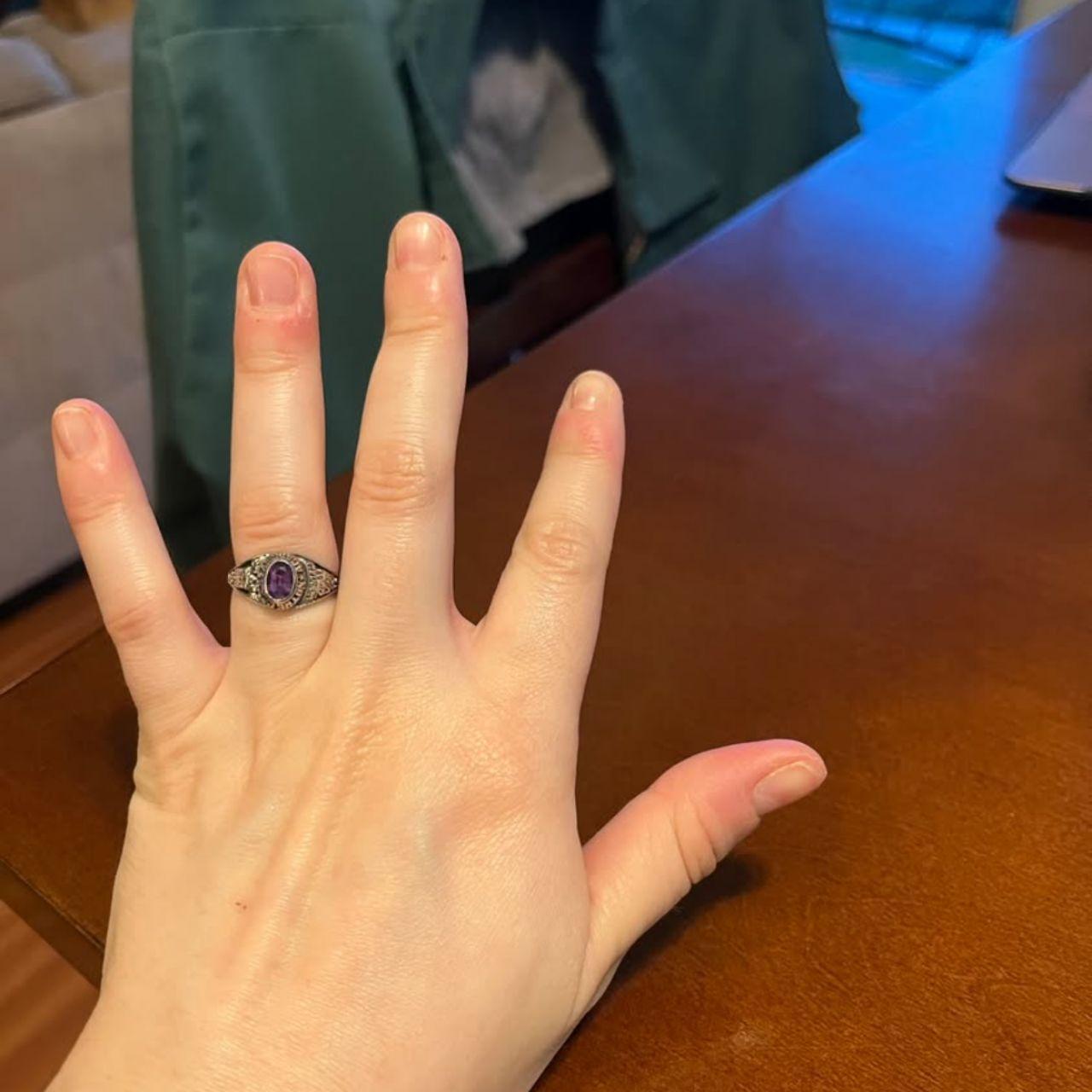 Women's Ring - Silver/Purple – Ring with amethyst… - image 8