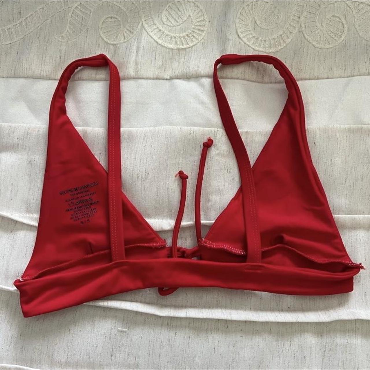 Rose red Boutine La bikini top with strings to tie.... - Depop