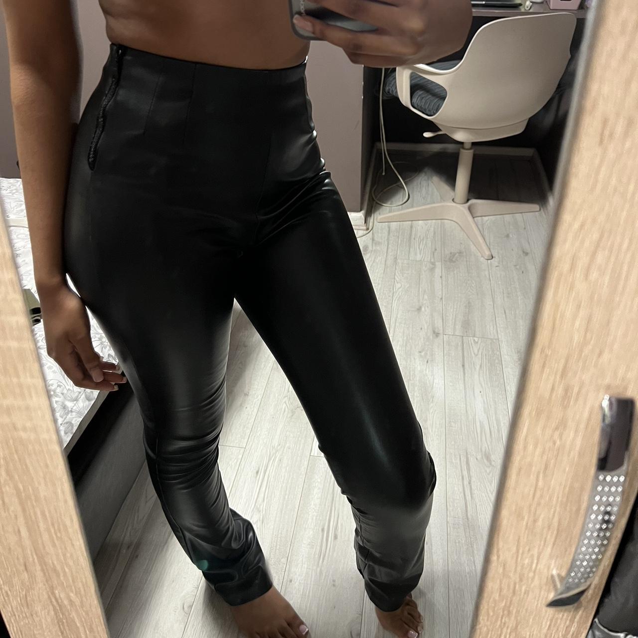 Zara leather pants Size XS Zip slits on legs Depop