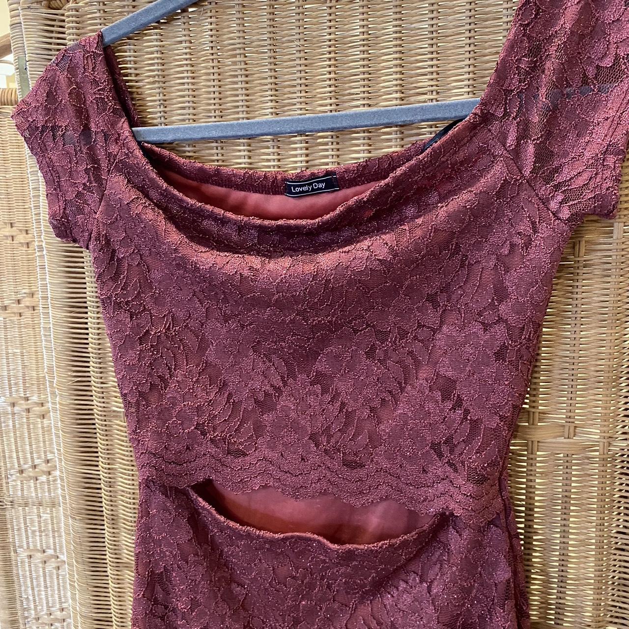 Beautiful Off The Shoulder Burgundy Lace Mini Dress Depop 5863