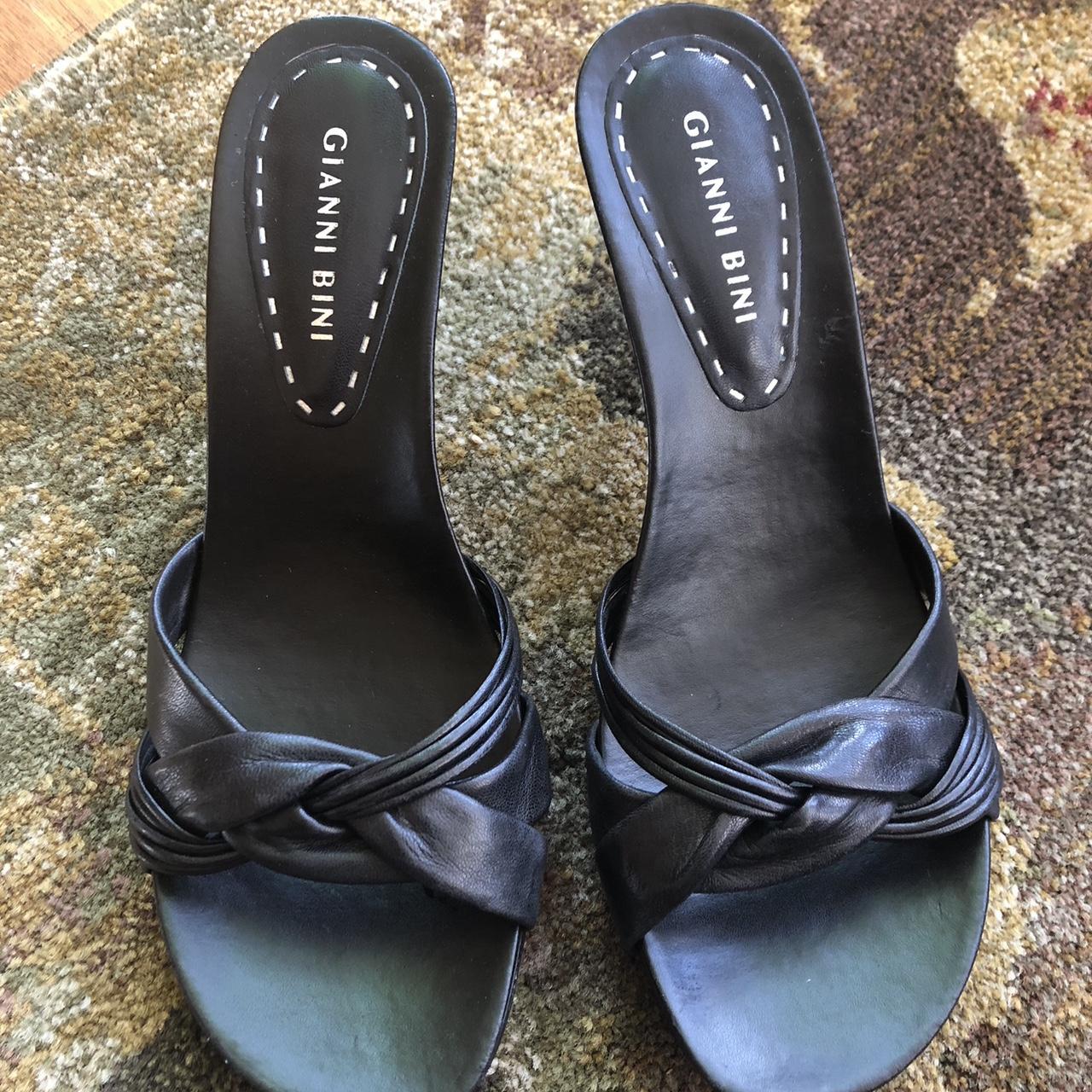 Gianni Bini Black Leather Heels Pump Size 8 Women - Depop