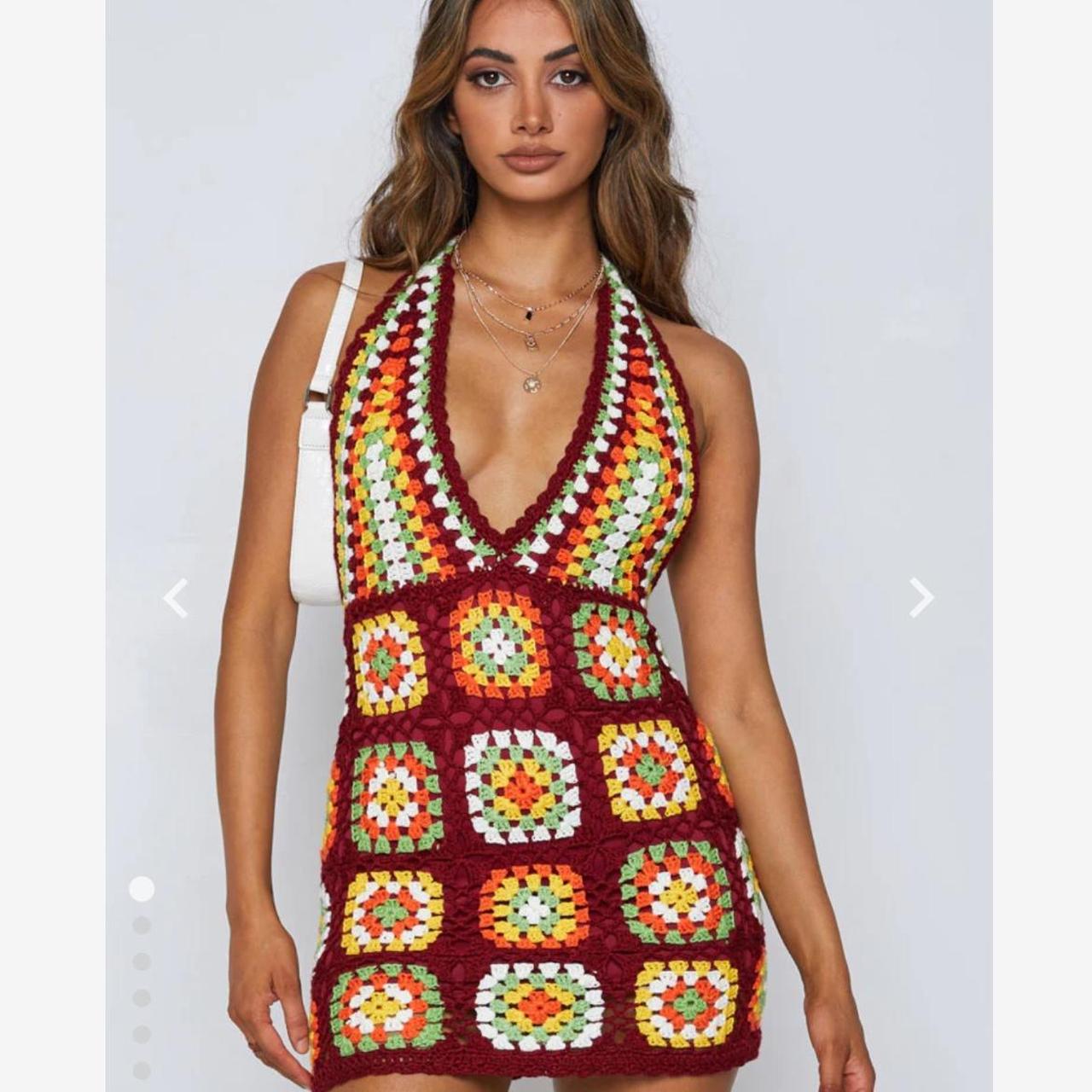 Beginning, boutique Harmon Crochet Dress Multi, size - Depop