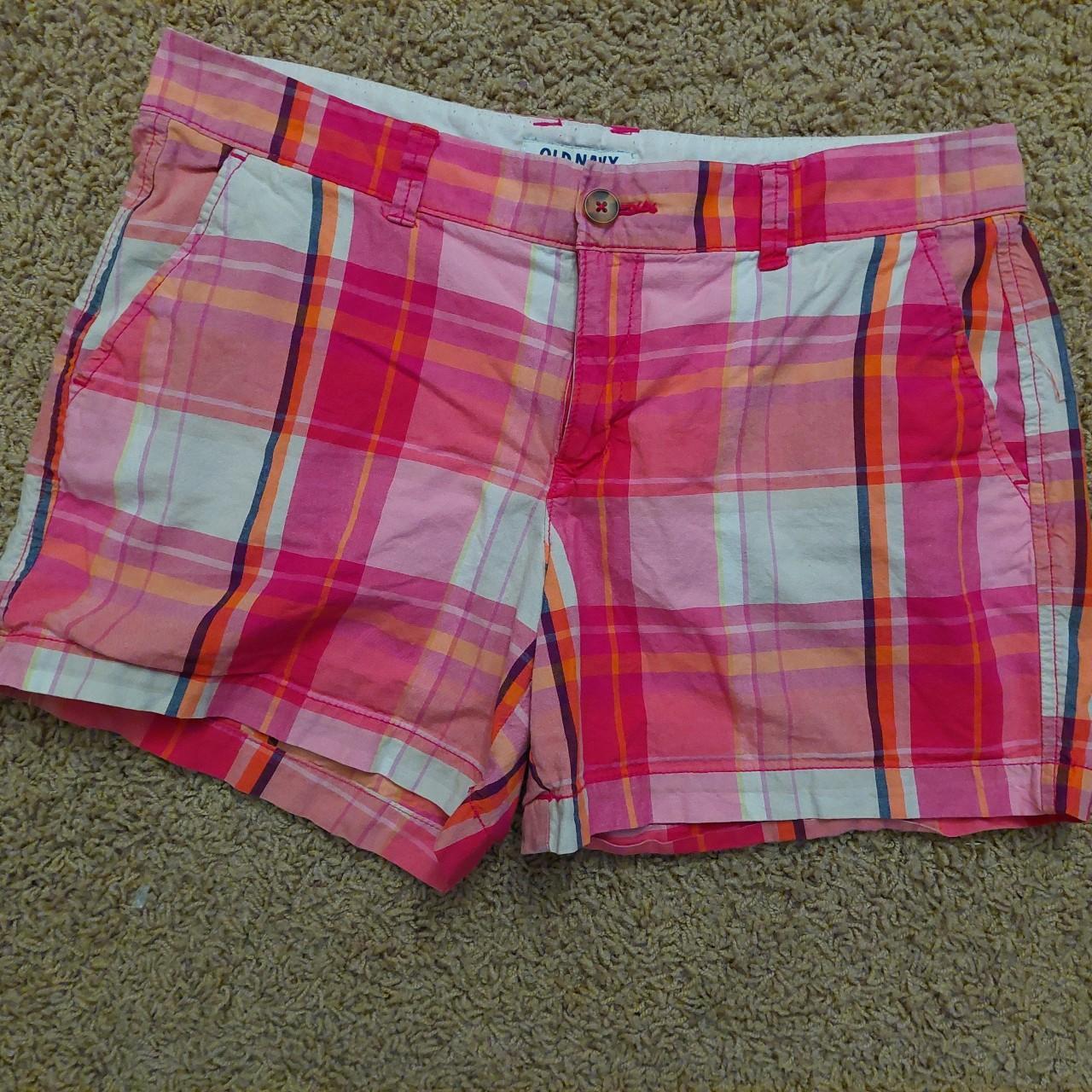 Pink and orange plaid shorts, Old Navy