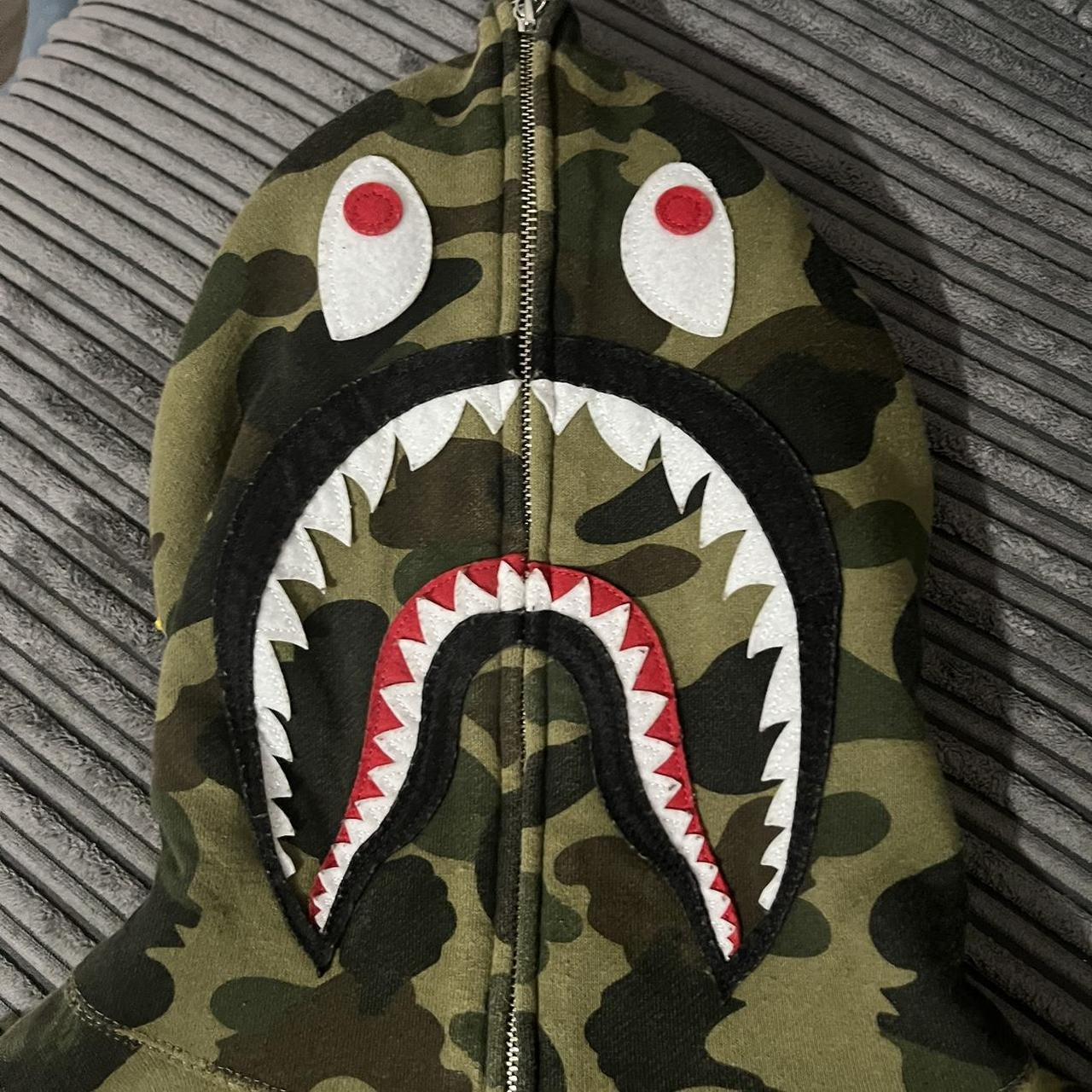 BAPE PONR shark hoodie Green camo rare worn a Depop