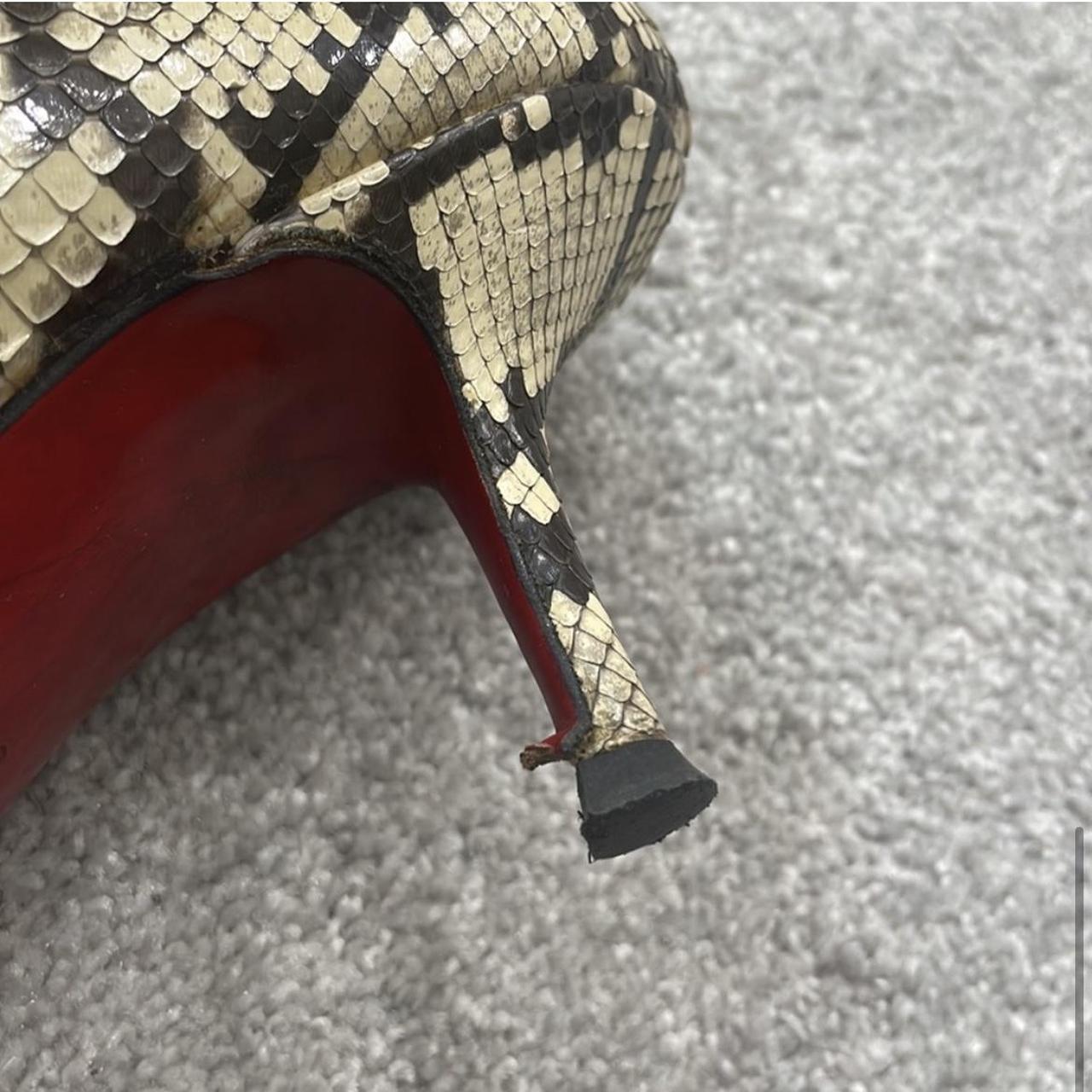 Authentic Christian Louboutin Creamy Orange Side-Studded Snakeskin