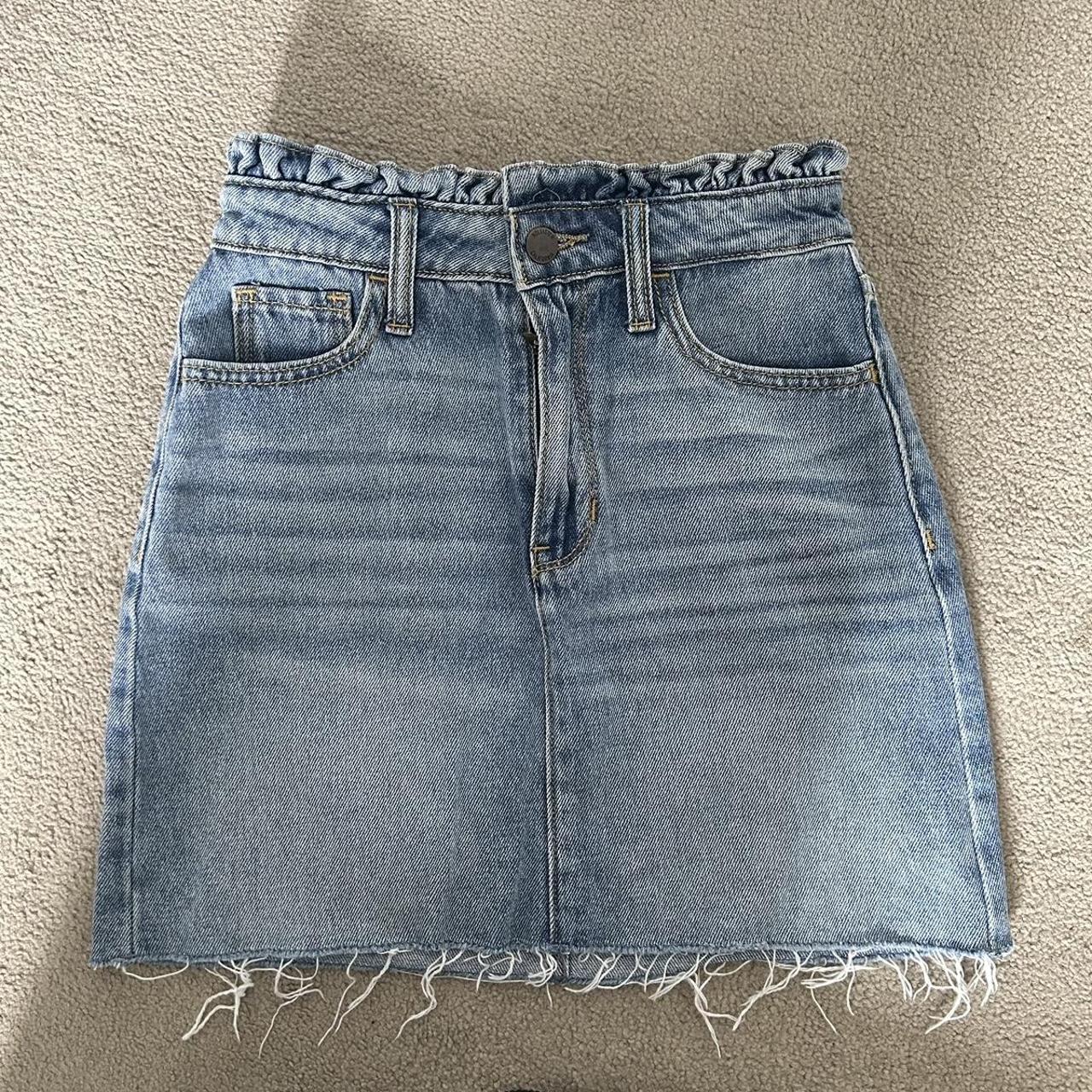 Hollister blue denim mini skirt. Size 00. #hollister... - Depop