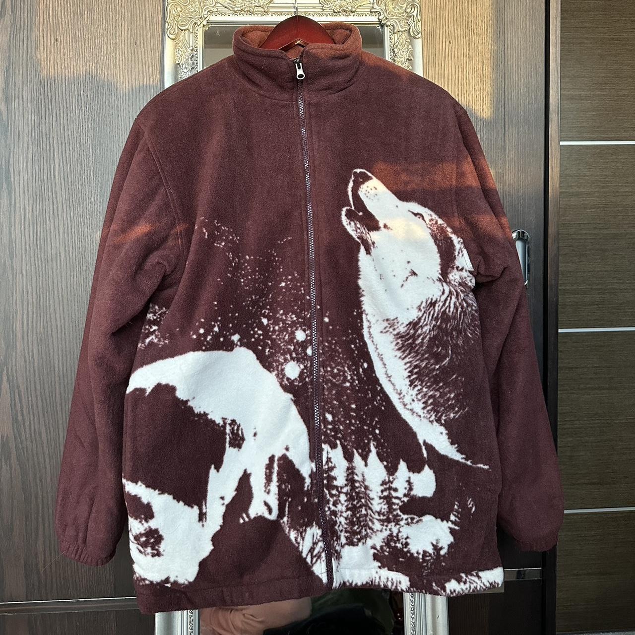 Burgundy wolf fleece. Perfect as winter is... - Depop