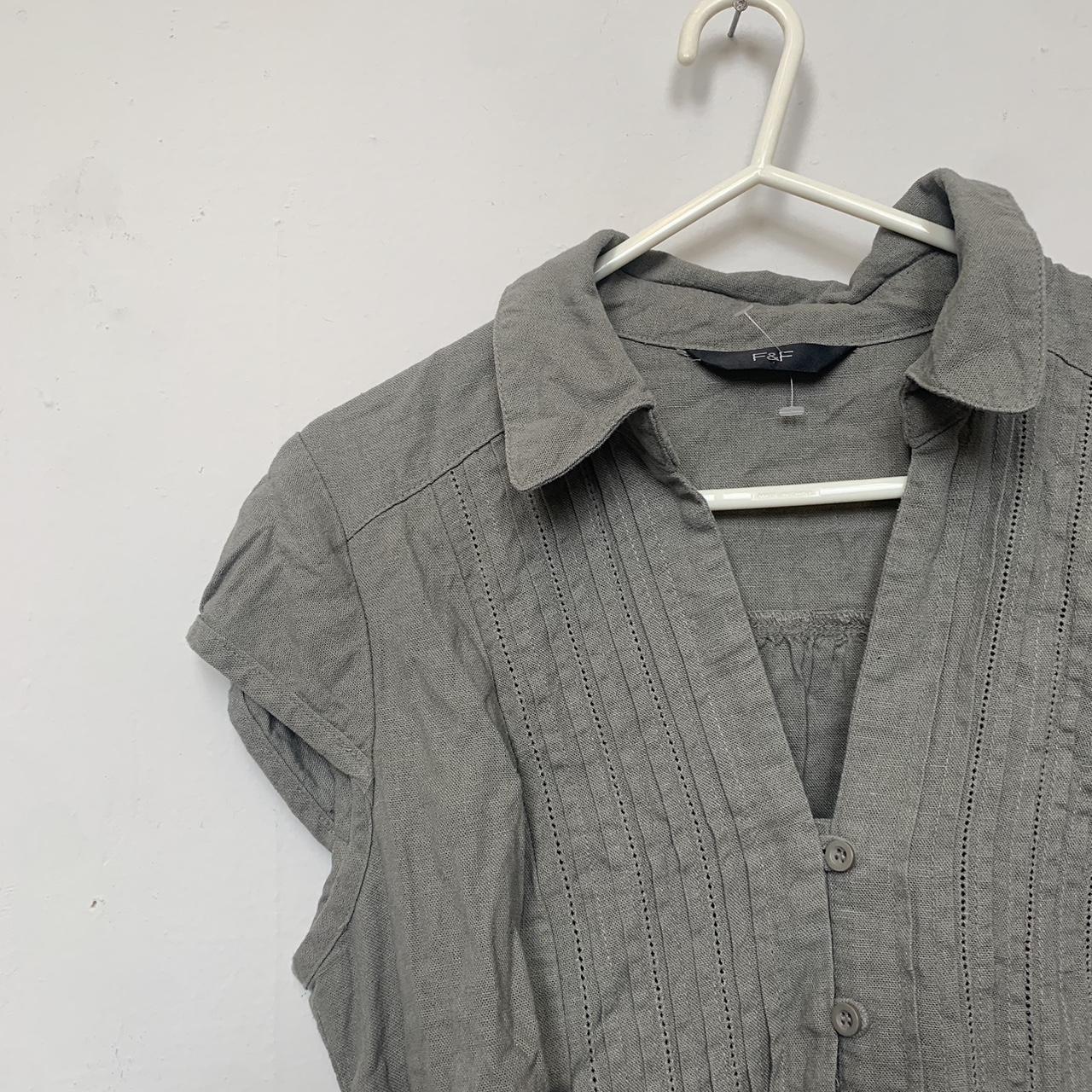 grey pin tuck dress with tie waist size 12 - Depop