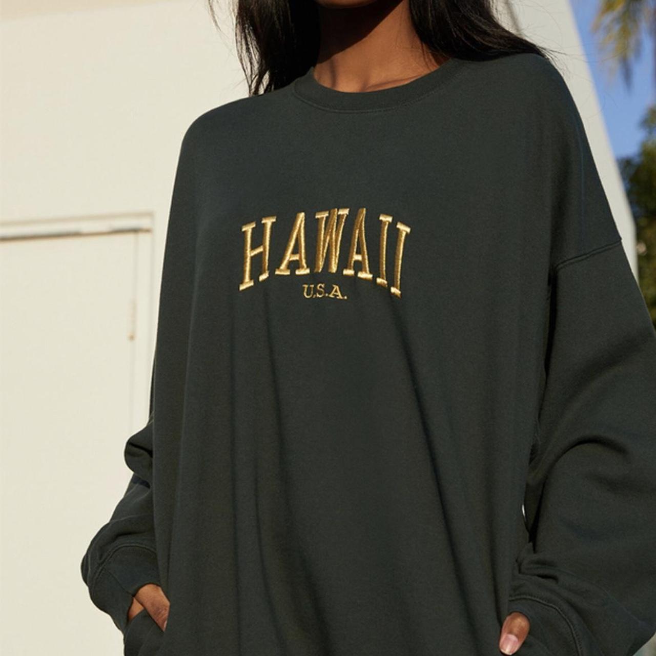 Brandy Melville Women's Green Sweatshirt Depop